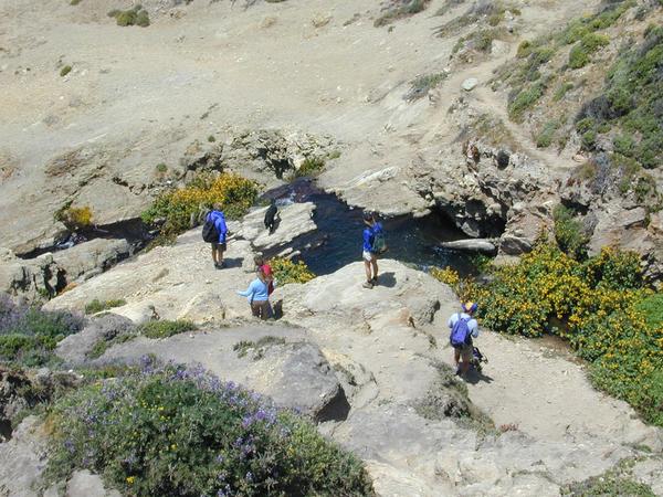 Hikers at the pools