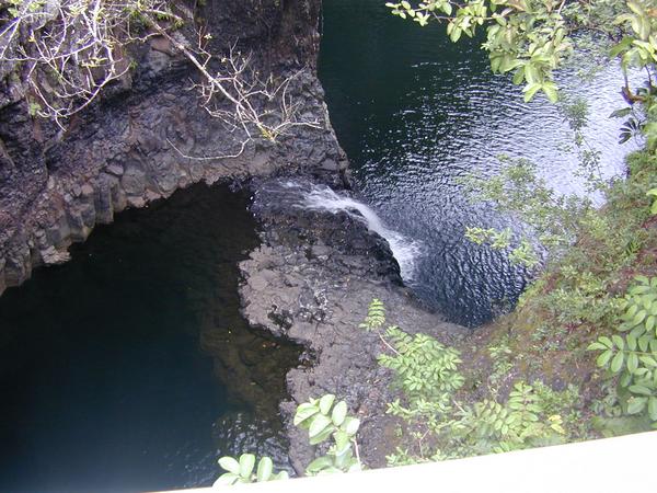 Water flowing from one pool to the next