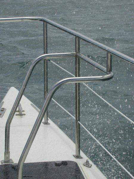 Spray sloshing into the boat