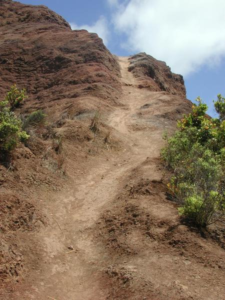 35 the trail is steep and crumbly i have to slide down
