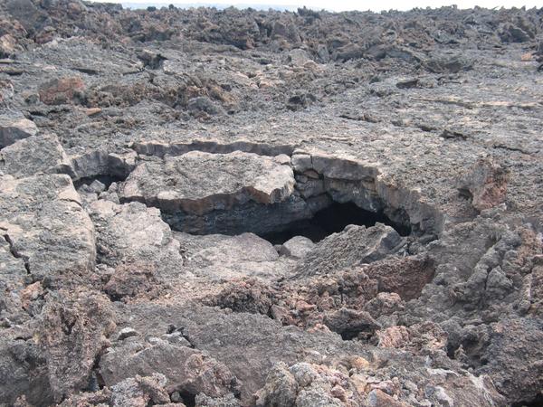 A sunken lava cave