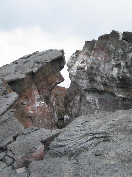Crack in a lava dome