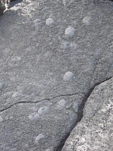 The blotches are stones encased in lava