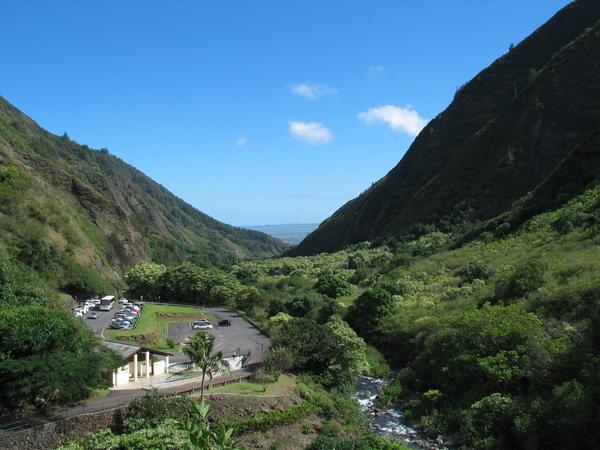 From the lookout, iao valley and wailuku in the distance
