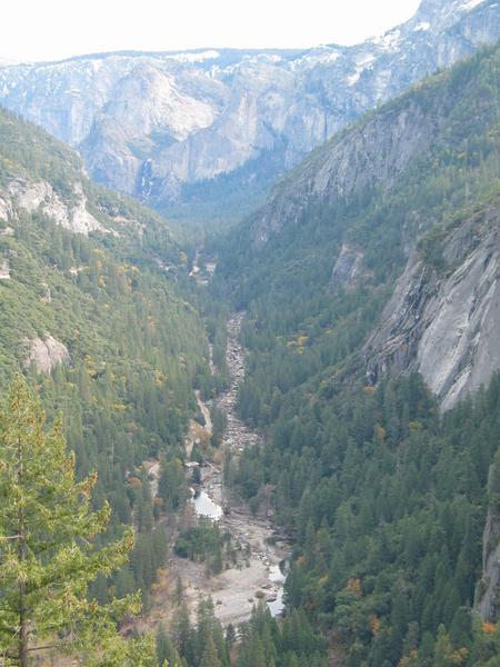 The merced river snakes its way through the canyon