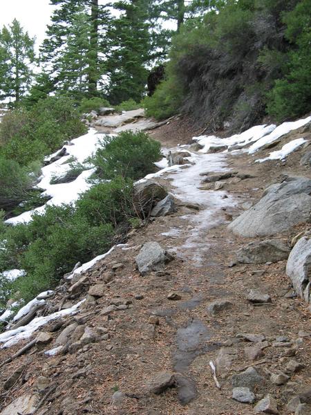 The trail starts getting icey after union point