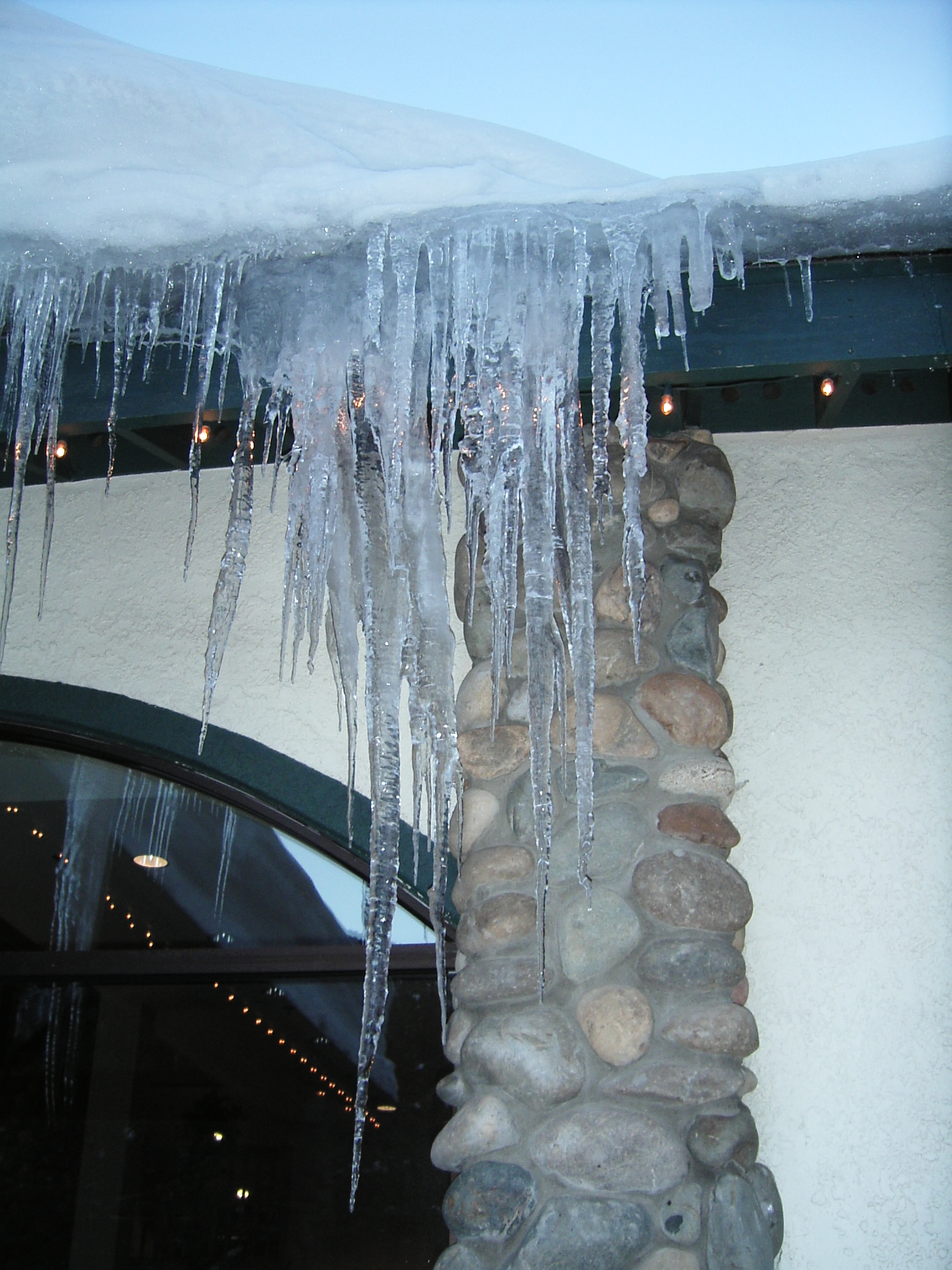 Icicles at the hotel door