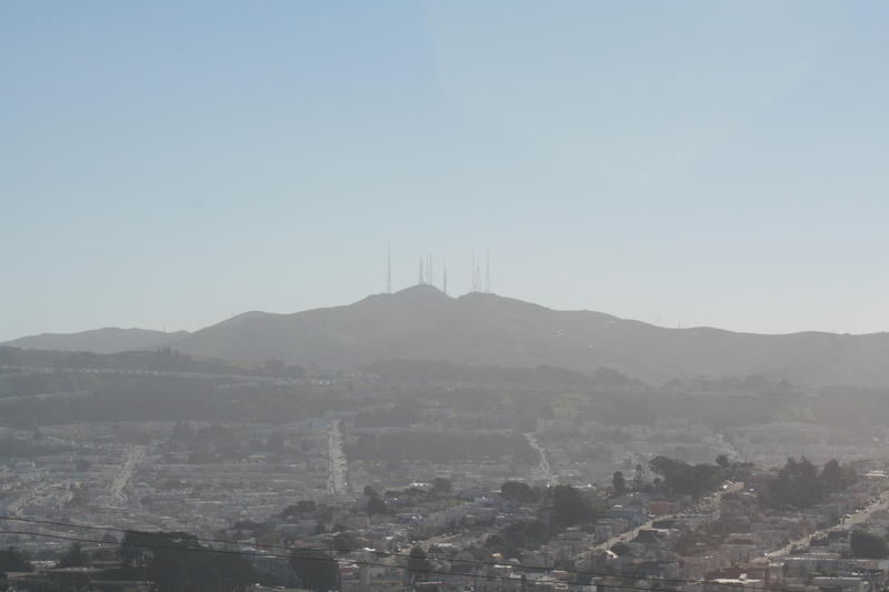 View of the san bruno mountain on a hazy day