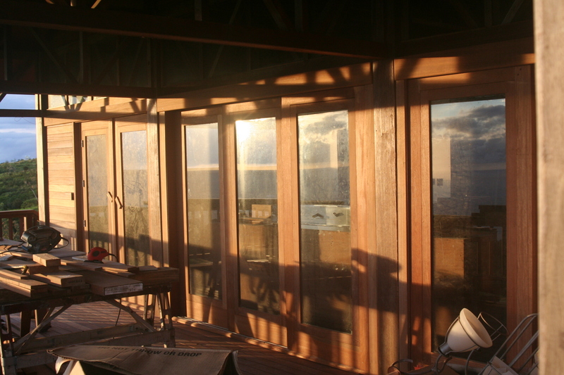 Sun hitting the lanai doors