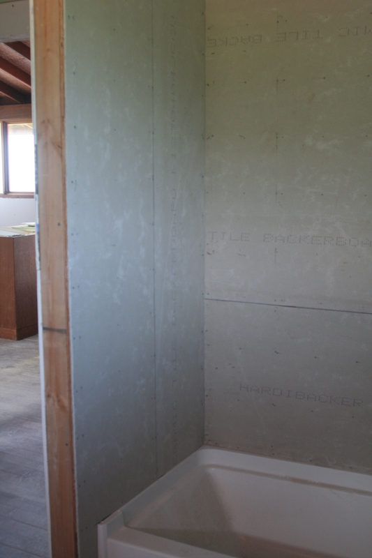 Upstairs tile backing