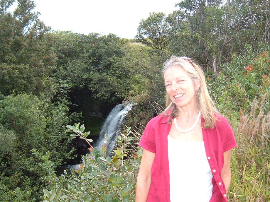 Liz and the waterfall