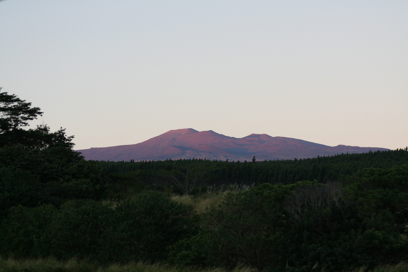 The first sunrise red on the mountain