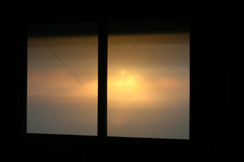 Sunrise through the plastic cover