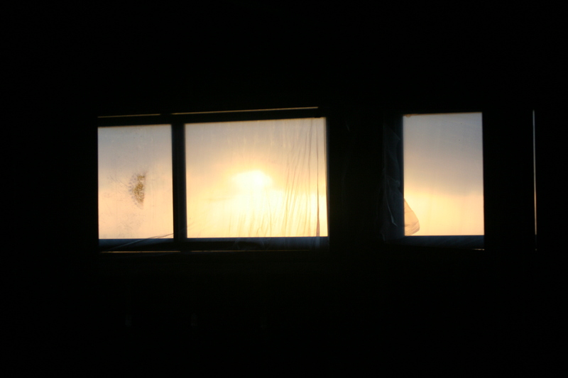 Sunrise through the plastic covers