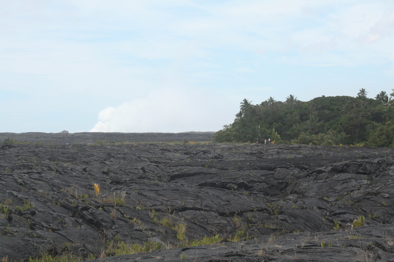 Steam, lava, people
