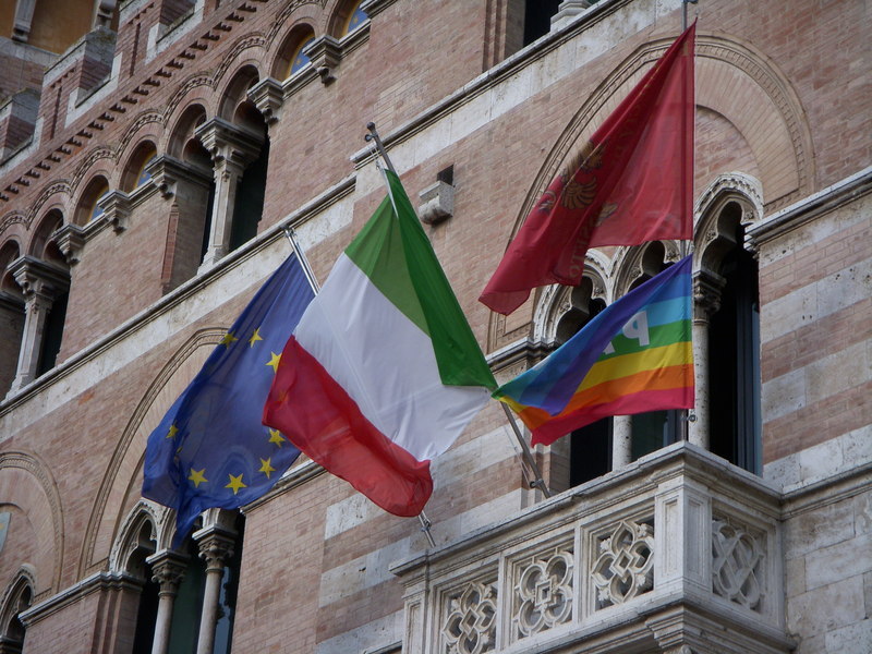 Grosseto flags on provincial palace